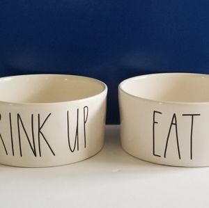 Rae Dunn 2 large pet bowls